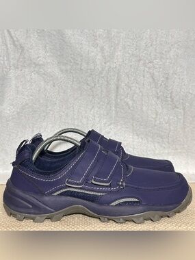 Omega Mens Blue Faux Leather Hook & Loop Strap Walking Sneakers Shoes SZ 10.5 D